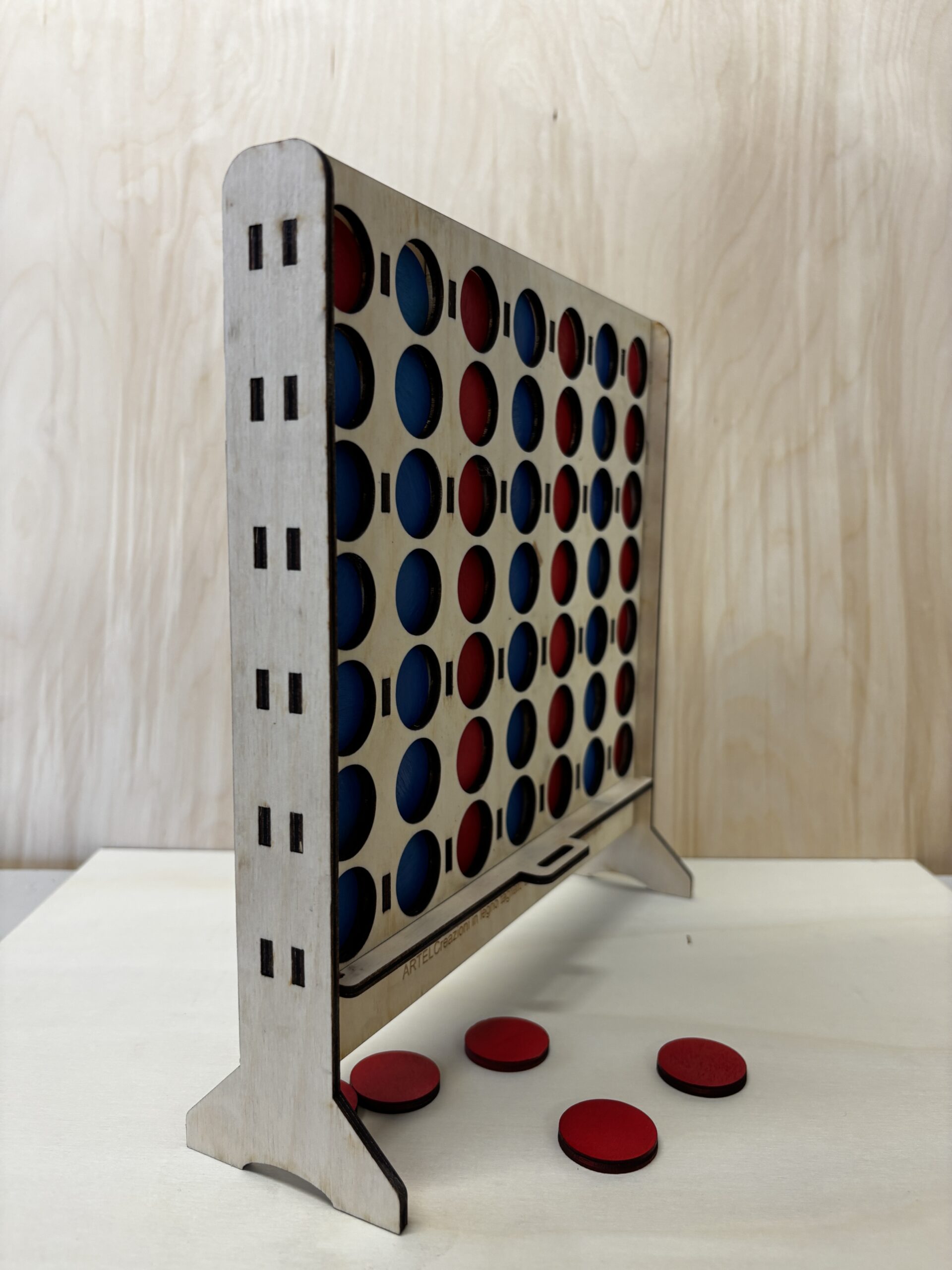 Gioco 4 in fila in compensato di betulla tagliato al laser - immagine 2